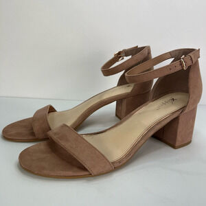 Xappeal Women's Nude Block Chunky Faux Suede Heeled High Heels Size 10